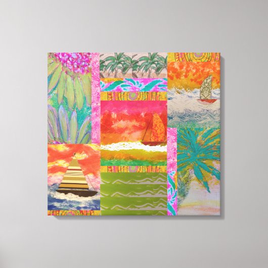 Zeilboot Tropische Abstracte Uitgestrekte Canvas P (Voorkant)