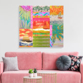 Zeilboot Tropische Abstracte Uitgestrekte Canvas P Afdruk (Insitu (Woonkamer))