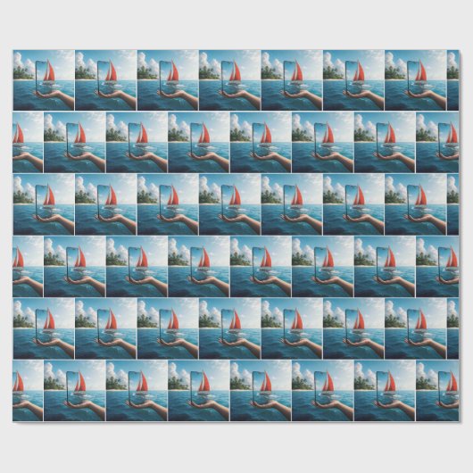 Zeilboot vaart in een smartphone cadeaupapier (Vlak)