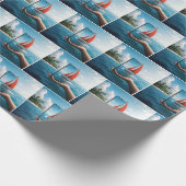 Zeilboot vaart in een smartphone cadeaupapier (Hoek)