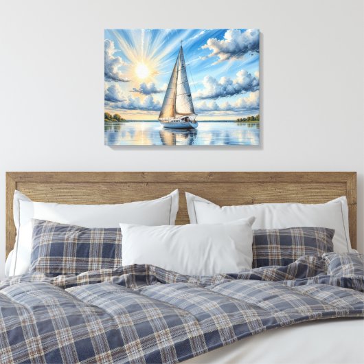 Zeilboot varen in de zon canvas afdruk (Insitu (Slaapkamer))