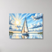 Zeilboot varen in de zon canvas afdruk (Voorkant)