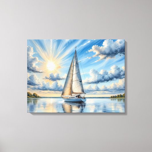 Zeilboot varen in de zon canvas afdruk (Voorkant)