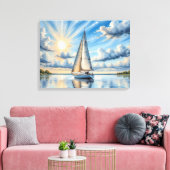 Zeilboot varen in de zon canvas afdruk (Insitu (Woonkamer))