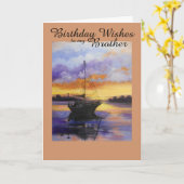 Zeilboot, Verjaardag Kaart voor een broertje (Gele Bloem)