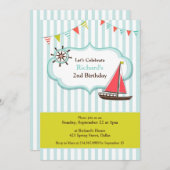 Zeilboot Verjaardagsfeest Platte Uitnodiging (Voorkant / Achterkant)