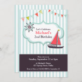 Zeilboot Verjaardagsfeest Platte Uitnodiging (Voorkant / Achterkant)