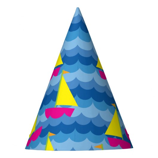 Zeilboot verjaardagsfeestje feesthoedjes (Voorkant)