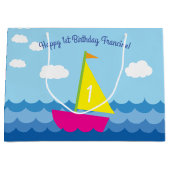 Zeilboot verjaardagsfeestje groot cadeauzakje (Voorkant)