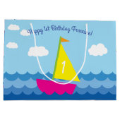 Zeilboot verjaardagsfeestje groot cadeauzakje (Achterkant)