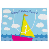 Zeilboot verjaardagsfeestje groot cadeauzakje (Voorkant)