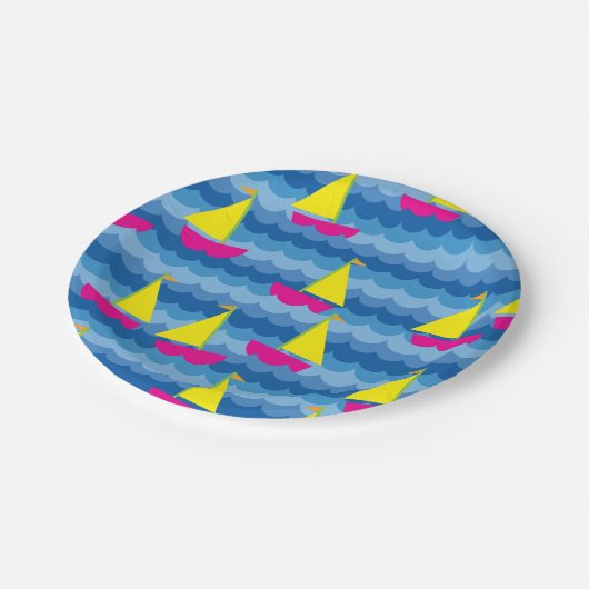 Zeilboot verjaardagsfeestje papieren bordje (Gekanteld)