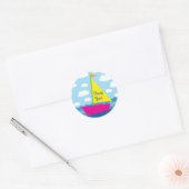 Zeilboot verjaardagsfeestje ronde sticker (Envelop)