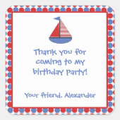 Zeilboot Verjaardagsfeestje Sticker Rood Blauw (Voorkant)