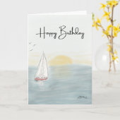 Zeilboot Verjaardagskaart Kaart (Gele Bloem)