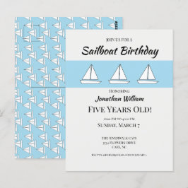 Zeilboot verjaardagsuitnodiging briefkaart