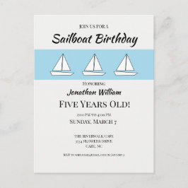 Zeilboot verjaardagsuitnodiging briefkaart