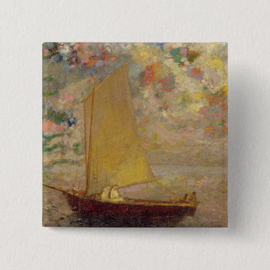 Zeilboot Vierkante Button 5,1 Cm (Voorkant)