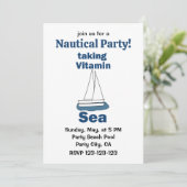 Zeilboot Vitamine Zee Grappig Scheepvaart Feest Kaart (Staand voorkant)