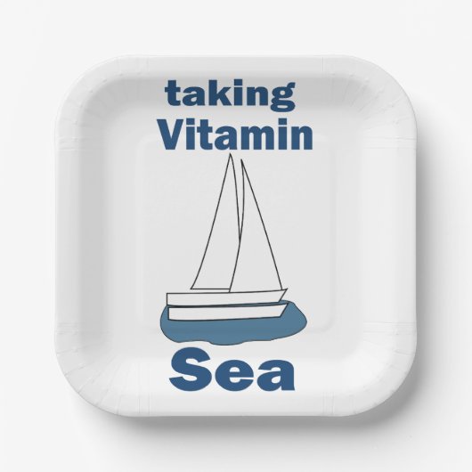 Zeilboot Vitamine Zee Grappig Scheepvaart Feest Papieren Bordje (Voorkant)