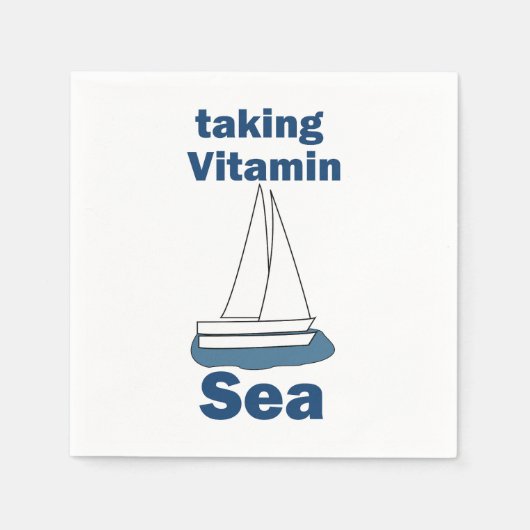 Zeilboot Vitamine Zee Grappig Scheepvaart Feest Servet (Voorkant)