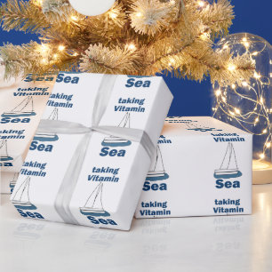 Zeilboot Vitamine Zee Grappige Zeevaart Citaten Cadeaupapier