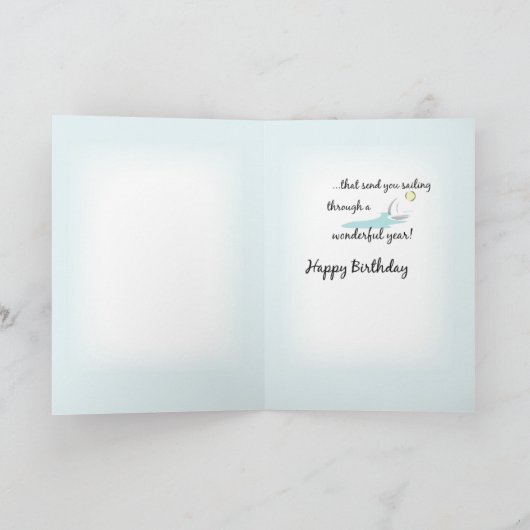 Zeilboot voor de stad, Birthday Kaart (Binnen)