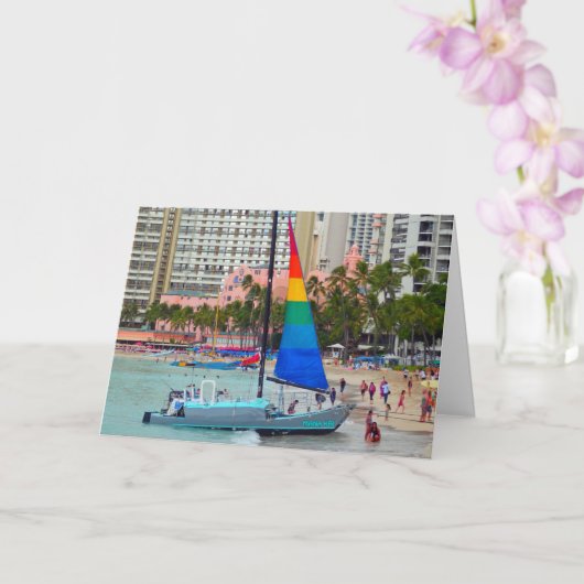 Zeilboot, Waikiki Beach, Oahu Kaart (Orchidee)