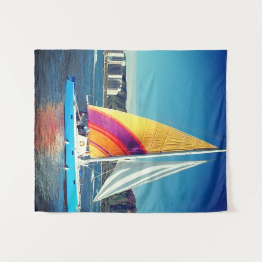 Zeilboot Wandkleed (Voorkant (horizontaal))