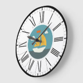 zeilboot, wandklok in kustontwerp (Hoek)