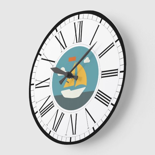 zeilboot, wandklok in kustontwerp (Hoek)