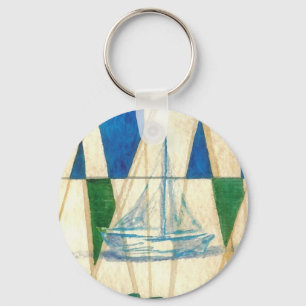 Zeilboot Waterverf Vintage kijk kunst Sleutelhanger