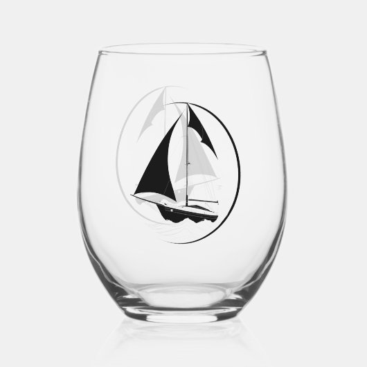 Zeilboot Wijnglas Zonder Voet (Achterkant)
