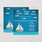 Zeilboot & Wolken - Uitnodiging voor verjaardag (Voorkant / Achterkant)