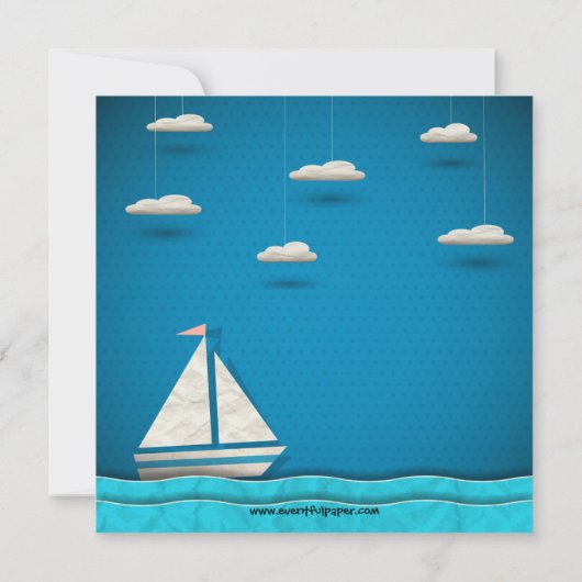 Zeilboot & Wolken - Uitnodiging voor verjaardag (Achterkant)