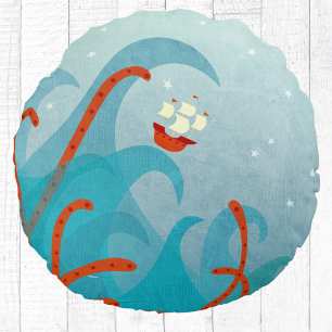 Zeilboot Zee Monster Fun Rond Kussen