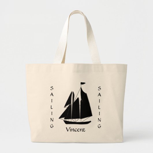 Zeilboot Zee Silhouet Boodschappentas Grote Tote Bag (Voorkant)