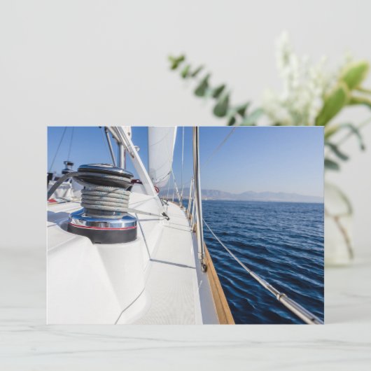 Zeilboot Zee Uitnodiging | Zeilfeestje (Staand voorkant)