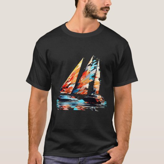 Zeilboot Zee World Ocean Beauty Discovery Art T-shirt (Voorkant)