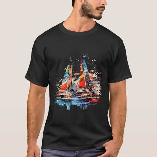 Zeilboot Zee World Ocean Beauty Discovery Art T-shirt (Voorkant)