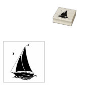 Zeilboot/zeemeeuwen/golven Rubberstempel (Gestempeld)
