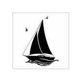 Zeilboot/zeemeeuwen/golven Rubberstempel (Afrduk)