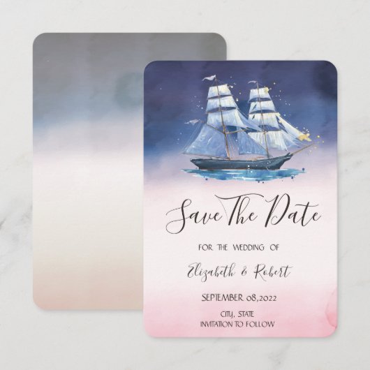 Zeilboot Zeesterren Nautilus Save The Date (Voorkant / Achterkant)