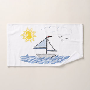Zeilboot Zeilen Geanimeerde Kinderen Bad Handdoek