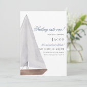 Zeilboot "Zeilen in één!" verjaardagsuitnodiging Kaart (Staand voorkant)