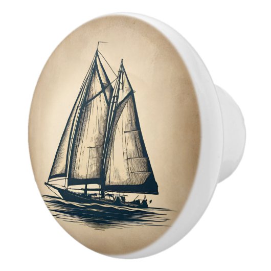  zeilboot Zeilen Maritiem Nautisch Keramische Knop (Rechts)