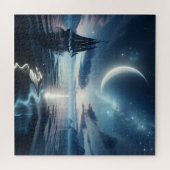 Zeilboot Zeilen op Moonlit Water Legpuzzel (Horizontaal)