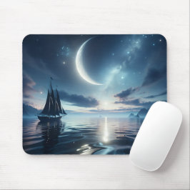 Zeilboot Zeilen op Moonlit Water Muismat