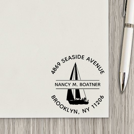 Zeilboot Zeilen Retouradres Zelfinkende Stempel