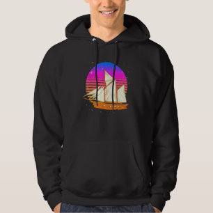 Zeilboot Zeiler 90s Vaporwave Zonsondergang Retro Hoodie